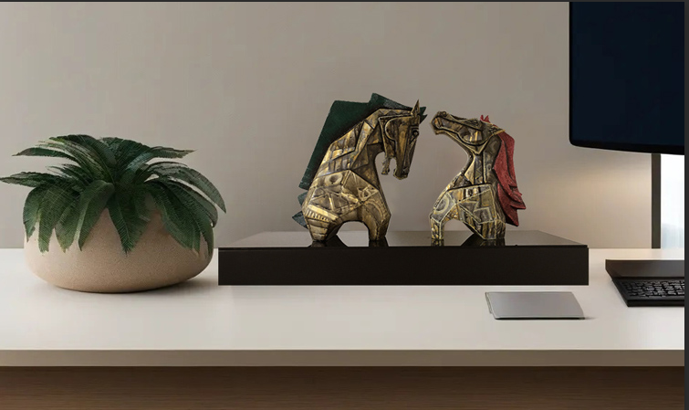 Modern Abstract Metal Sculpture Tooarts Line And Ribbon Office Desk ... Modern Sculpture Ideas for Your Office